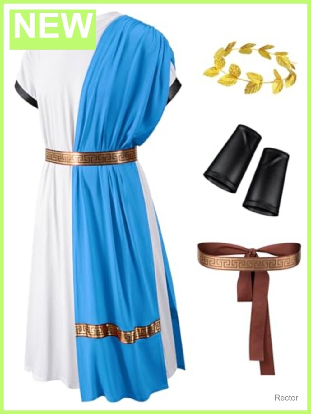 Men's Greek God Toga Costume Roman Robe Cosplay Set 4pcs